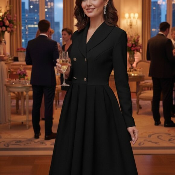 Aleeza Paris Dresses & Skirts - Aleeza Paris Couture luxurious class Black Blazer dress medium sold for $450 NWT